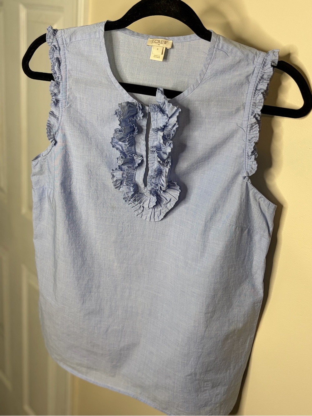 J. Crew Light Blue Ruffle Trim Sleeveless Camisole #1309